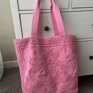 Pink Textured Tote Bag